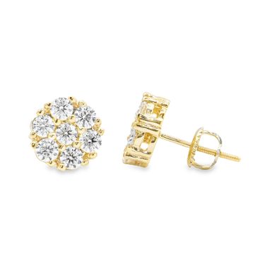 14k White Gold Diamond Cluster Stud Earrings 0.96 Cwt.